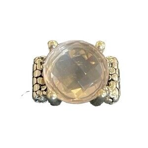 Michael Dawkins Faceted Rose Quartz Sterling Silver Cocktail Ring Sz 5